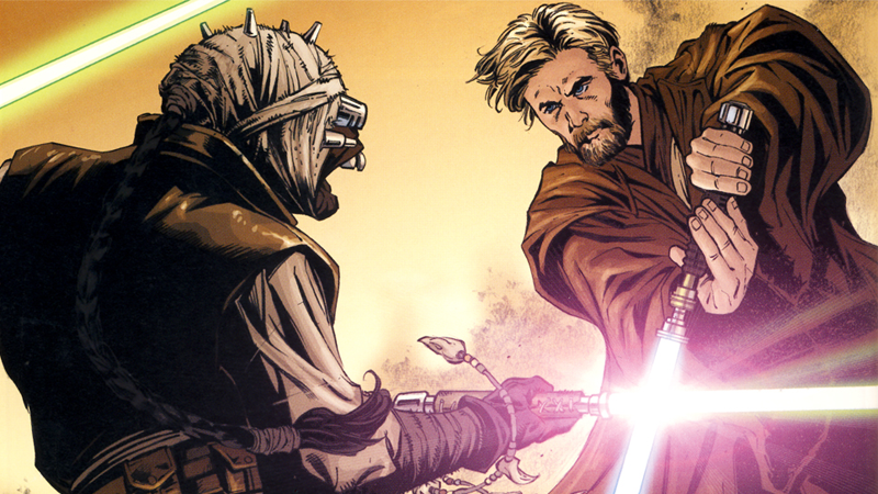 Hoar’s master, A’Sharad Hett, duelling Obi-Wan on Tatooine.